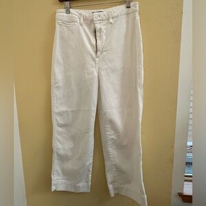 Quince Women's Stretch Cotton Twill Wide-Leg Crop Pants sz 31 Ivory/White